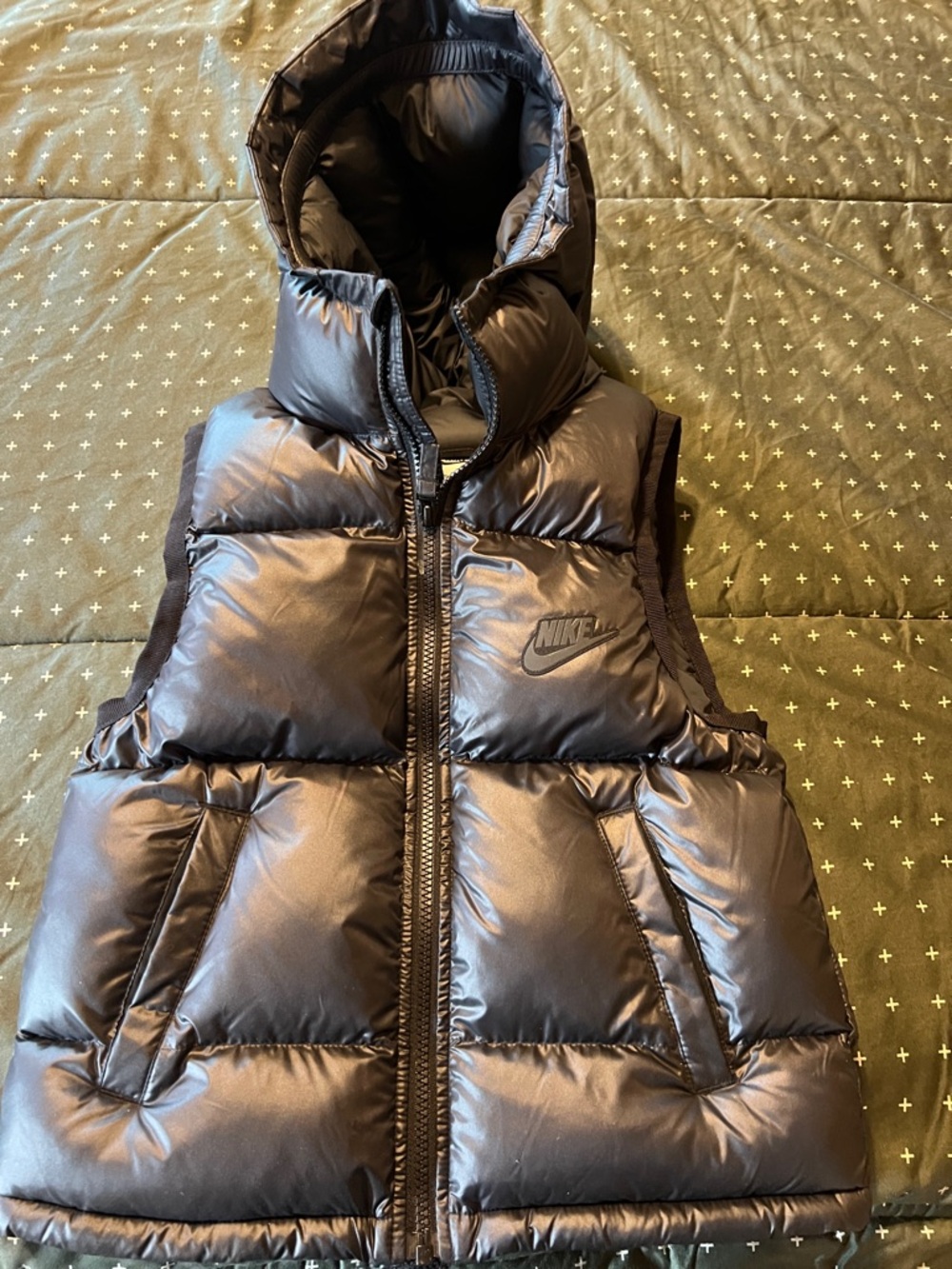 Nike Kids Black Puffer Vest with Hood